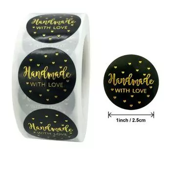 50-500 шт., наклейки ручной работы с любовью, этикетка для выпечки, свадебная наклейка, этикетка для вечеринки, украшение, конверт, печать, канцелярские принадлежности, черная наклейка