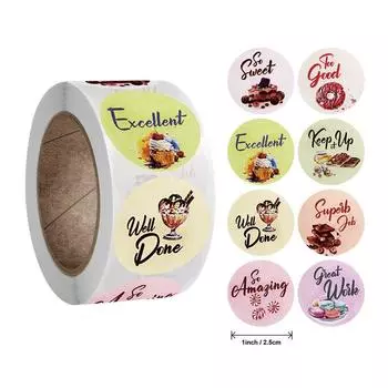 50-500 шт. наклейки с наградами, мотивационные наклейки в рулоне для детей и школы, награды для студентов, учителей, наклейки с милыми животными, этикетки