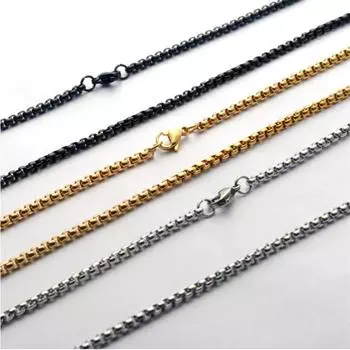 50/55/60/65/70/75/80/90 см Длина Нержавеющая сталь Цепь Карабины 3 мм Диаметр Простые Цепи Ожерелье Для Мужчин Вечеринка 60cm белый
