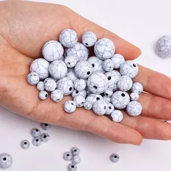 50-5 шт 6-16 мм имитация белого/желтого соснового камня круглые бусины разделители модные бисерные браслеты аксессуары для изготовления ювелирных изделий 6mm 50Pcs белый