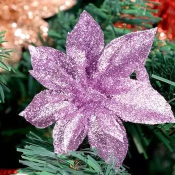 50/5 шт. рождественские искусственные цветы рождественские елочные венки украшения блестящие искусственные цветы свадьба новый год вечеринка украшения подарки 5PCS