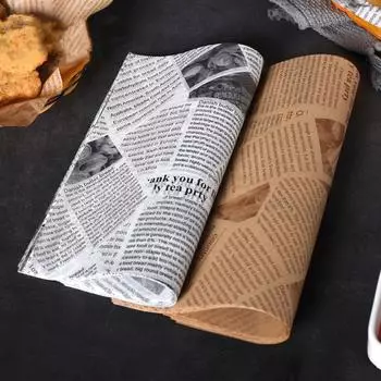 50/60/100 шт. Английская газета Картофель фри Жиронепроницаемая бумага Гамбургеры Бумага для выпечки Американский стиль Выпечка Печать 20 * 30cm