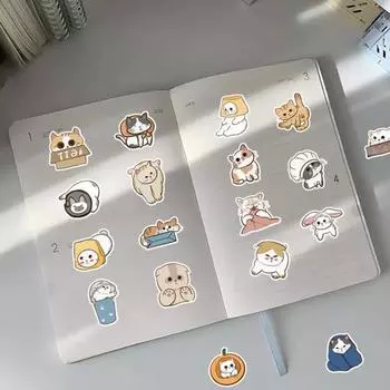 50/60 шт., наклейки с изображением кота из мультфильма, художественный котенок, водонепроницаемые милые наклейки, разнообразные виниловые наклейки «сделай сам», съемный альбом для скрапбукинга, телефон A