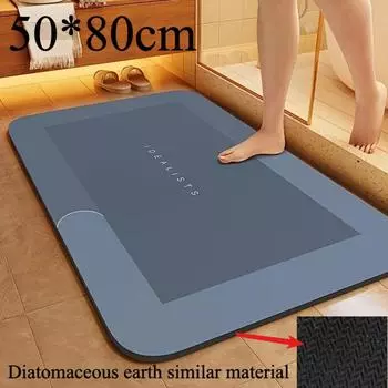 50-80 см нескользящий коврик для ванной из диатомита, с высокой впитывающей способностью, подходит для стирки в стиральной машине в ванных комнатах, спальнях, кухнях и прачечных 40x60cm/15.7x23.6 in синий