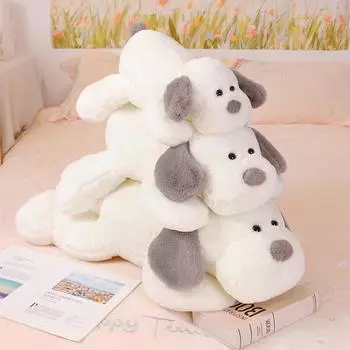 50~90 см милая лежащая длинношерстная собака плюшевая игрушка супер мягкая имитация животного сопровождает детей подарки на день рождения 50cm белый