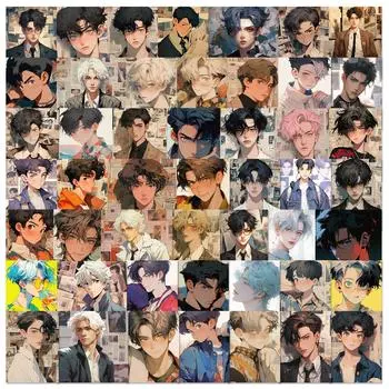 50 акварельных ретро-наклеек в стиле аниме с красивым парнем для ноутбука, чехла для мобильного телефона, декоративных наклеек