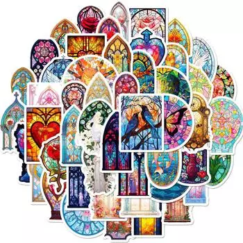 50 Blooming Baroque Window Grilles Stickers Personalized Vintage Objects Bohemian Totem Flower Stickers