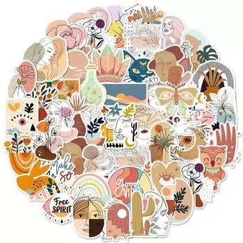 50 Boxilian Wind Beautiful Woman Plants And Flowers Mix And Match Xiaoqing Creative Stickers Diy Hand Account