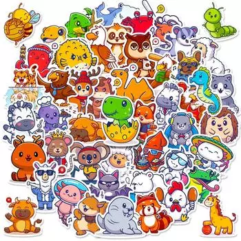 50 Cartoon Animals, Little Dinosaurs, Stickers, Cute Little Animals, Toy Stickers, Children S Educational Reward Stickers