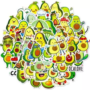 50 Cartoon Avocado Stickers Cute Avocado Stickers Fruit Personality Stickers