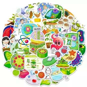 50 Cartoon Biology Stickers Are Sold, Cute Cartoon Biology Class, Children S Stationery Notebook, Water Cup Diy Waterproof.