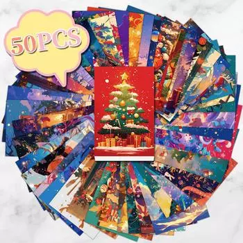 50 Christmas Day Celebration Christmas Eve Wall Decoration Cards Children Diy Indoor Bedroom Message Postcards T01042193