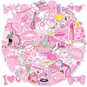 50 Color Mix And Match Alpaca Pink Stickers Xiaoqing Vsco Mobile Phone Case Sticker Temu