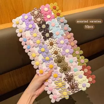 50 colorful random flower hair clips, sweet and stylish hair accessories suitable for daily use