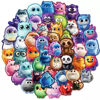 50 Cute Furry Doll Series Doodle Stickers Decorating Phone Case Stickers