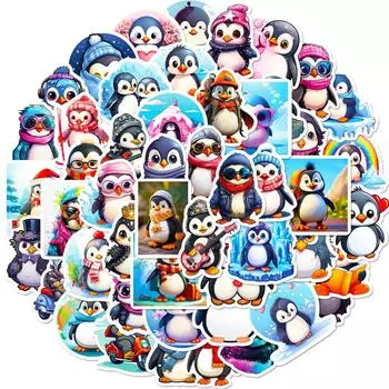 50 Cute Little Penguins Stickers Cute Cartoon Cute Little Penguins Graffiti Animals Children Stickers
