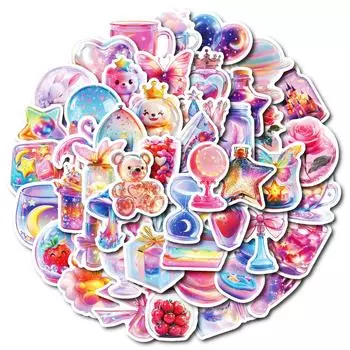 50 цветных милых граффити-наклеек в виде хрустального шара, креативные канцелярские наклейки, декоративные наклейки для блокнота и стакана с водой