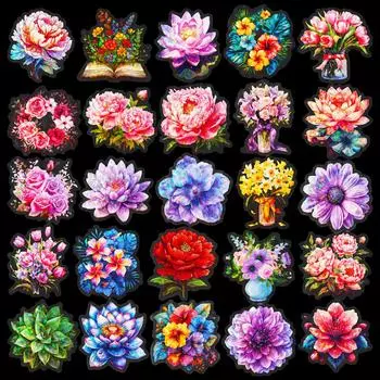 50 Цветы Питомец Прозрачный Справочник Водонепроницаемая Наклейка Сделай сам Багаж Блокнот Цветочная Наклейка
