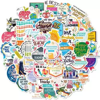 50 День учителя День учителя английского языка Счастливые короткие предложения Личность Декоративные наклейки Водонепроницаемые наклейки
