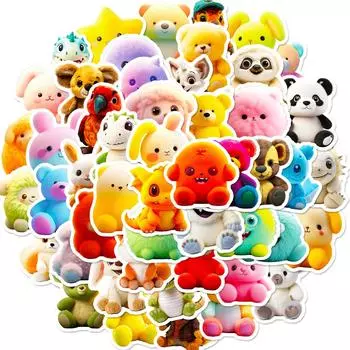 50 Детских плюшевых наклеек Игрушек Милые мультяшные наклейки для поощрения Милые плюшевые наклейки с мишками