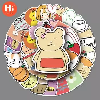 50 девчачьих сердечек граффити креативный стиль Ins маленький свежий оригинальный Guka личность DIY чашка чая с молоком наклейки на чемодан