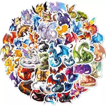 50 Digital Dinosaur Stickers Children S Creative Stickers Little Dinosaur Series Diy Notebook Graffiti Decoration