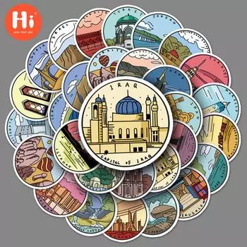 50 достопримечательностей Ближнего Востока, граффити, индивидуальные трансграничные оригинальные дорожные ручная роспись, сделай сам, чехол для мобильного телефона, наклейки на багаж