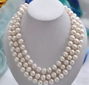 50-дюймовое огромное ожерелье из белого жемчуга Южного моря диаметром 8-9 мм в стиле барокко