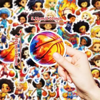 50 European And American Style Basketball Girl Theme Waterproof Decoration Diy Refrigerator Skateboard Stickers