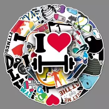 50 фитнес-граффити мультфильм креативный чехол для телефона «сделай сам» с чашкой воды, наклейка на багаж, водонепроницаемая