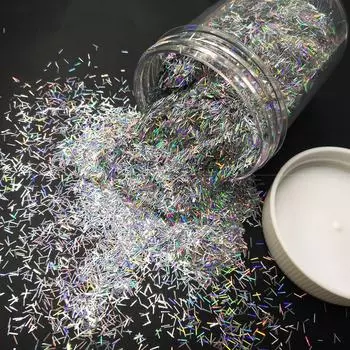 50 г экологически чистые лазерные серебряные блестки из ПЭТ-полосок для нейл-арта и макияжа, рождественский подарок LBCT-100 50g серебряный