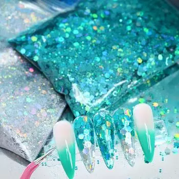 50 г голографические шестигранные блестки для ногтей лазерные смешанные блестящие украшения для ногтей принадлежности для очаровательных наполнителей для ногтей краска DIY Art принадлежности для ногтей