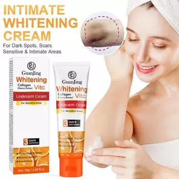 50 г отбеливающие кремы для тела под мышками, витамин С, коллаген, экстракт вишни, подмышки, для чувствительных зон, красота, здоровье
