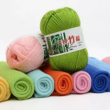50 г/рулон DIY хлопчатобумажная пряжа из натуральной бамбуковой детской пряжи, пряжа для вязания крючком, тканая зима-осень