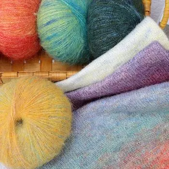 50 г/рулон Градиентный цвет шаль мохеровая шерстяная пряжа свитер ручная вязка крючком нитки для самостоятельного ручного вязания масляная живопись мохеровая пряжа ручная вязка