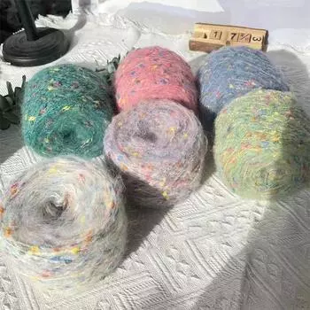 50 г/рулон, мягкая и удобная вязаная шерстяная нить, разноцветная мохеровая пряжа в горошек, ручная шаль, пальто синий