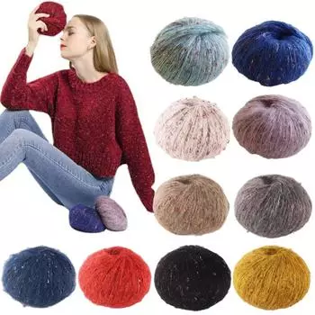 50 г/шарик для вязаного шарфа, шапки, одежды, нитки ручной работы, плюшевая мохеровая пряжа, цветная шерстяная в горошек