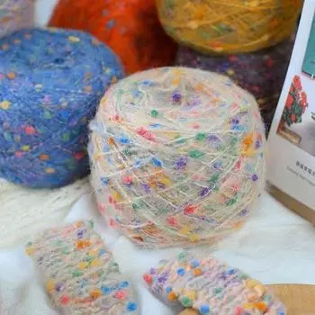 50 г Симпатичная пряжа Крючок Радуга Сахарный мохер Candy Bean Нитка, Шерсть для вязания, Ручная работа крючком палочка, Тканая сумка, Смешанная нить