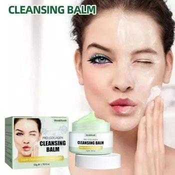 50 г средства для снятия макияжа. Натуральное, легкое в переноске, быстрое средство для снятия макияжа, мягкое, глубокое очищение. Легко эмульгируется, ополаскиватель, увлажняющий, не легко затягивается. Инструмент для макияжа. one-size мятный зеленый