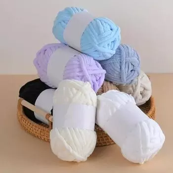 50 г толстая бархатная пряжа DIY ручная вязка шарф нить грубая вязка палка линия синель пряжа вязание крючком пряжа оптом молочный белый