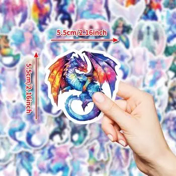 50 голографических граффити-наклеек «Русалка-ангел», наклейки для украшения багажа и стакана с водой, водонепроницаемые креативные наклейки