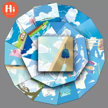 50 голубое небо и белые облака граффити мультфильм оригинальная ручная роспись маленькие свежие детские открытки DIY наклейки на чемодан с чашкой воды