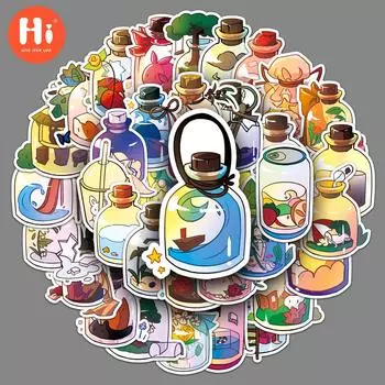 50 граффити в бутылке, мир персонализированных мультфильмов, оригинальное украшение Guka Handnet, чехол для телефона, наклейка на багаж, водонепроницаемая