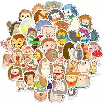 50 Gray Hedgehog Stickers Cartoon Cute Creative Little Animal Hedgehog Stickers Training Class Gifts Gifts