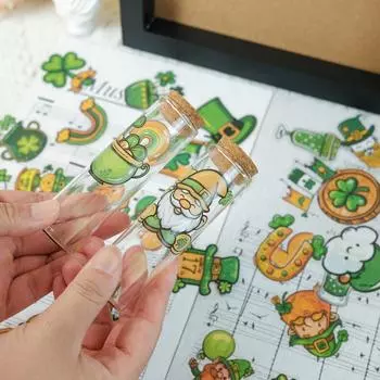50 Green Sepa Transparent Waterproof Stickers Diy Wishing Bottle Glass Water Cup Cosmetic Bag Mirror Stickers