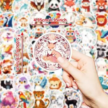 50 Hand-Drawn Cartoon Jungle Animals Mix And Match Graffiti Stickers Waterproof Stickers Decorative Skateboard Water Glasses