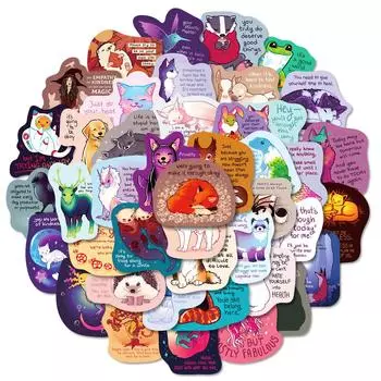 50 Healing Text Stickers, Fun And Inspirational Text-On-Video Hand Account Decorative Small Pattern Water Cup