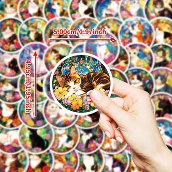 50 High-Value Retro Series Window Cat Series Decorative Waterproof Stickers