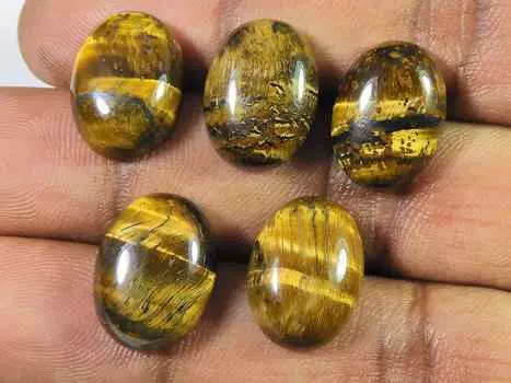 50 карат желтый тигровый глаз овальный лечебный кабошон драгоценный камень россыпью 5 шт. лот 12X16MM RQ-1989