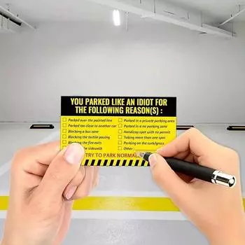 50 карточек с плохой парковкой. Вы припарковались как идиот. Карточки с забавными нарушениями правил парковки из картона с несколькими причинами нарушений. 50pcsbag